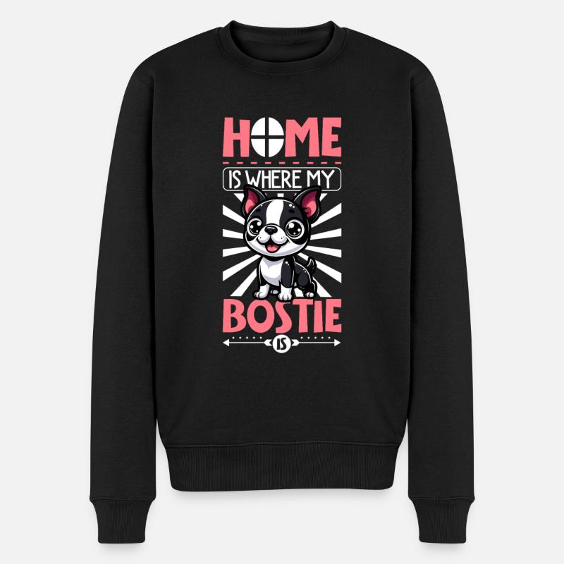 Home - Boston Terrier - Men's Premium Organic Jumper - black
