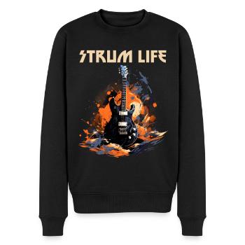 Strum Life Lustiges Zitat Gitarrenlehrer - Männer Premium Bio Pullover - Schwarz - Vorne - Nico (187cm)