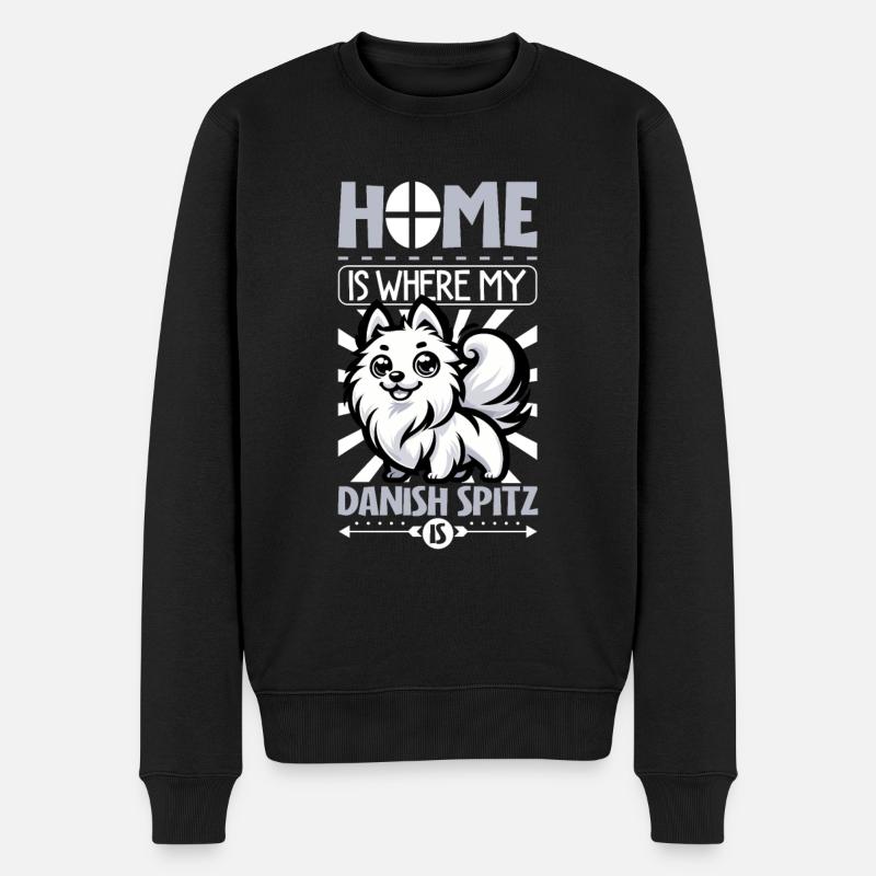 Zuhause - Dänischer Spitz - Männer Premium Bio Pullover - Schwarz