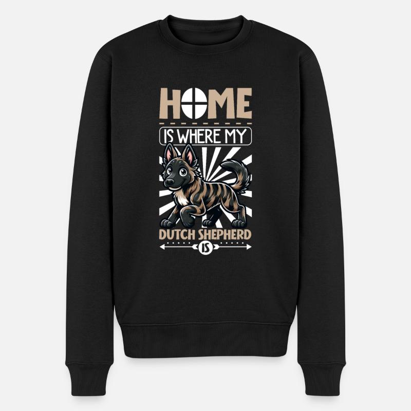 Zuhause - Holländischer Schäferhund - Männer Premium Bio Pullover - Schwarz
