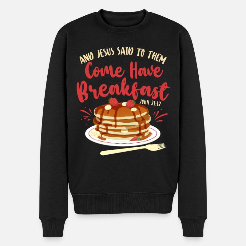 Pancake Lover Kids Bible Quote - Männer Premium Bio Pullover - Schwarz