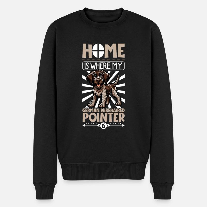 Home - German Wirehaired Pointer - Men's Premium Organic Jumper - black