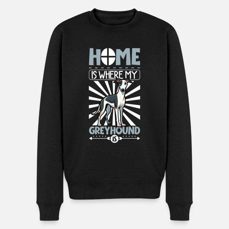 Zuhause - Greyhound - Männer Premium Bio Pullover - Schwarz