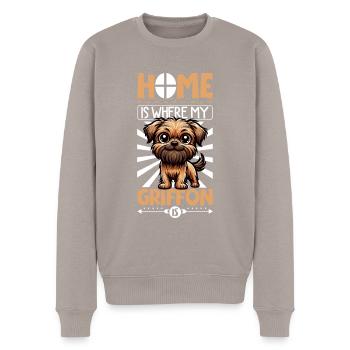 Zuhause - Griffon Bruxellois - Männer Premium Bio Pullover - Taupe - Vorne - Nico (187cm)