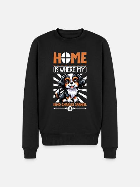 Home - King Charles Spaniel - Men's Premium Organic Jumper - black