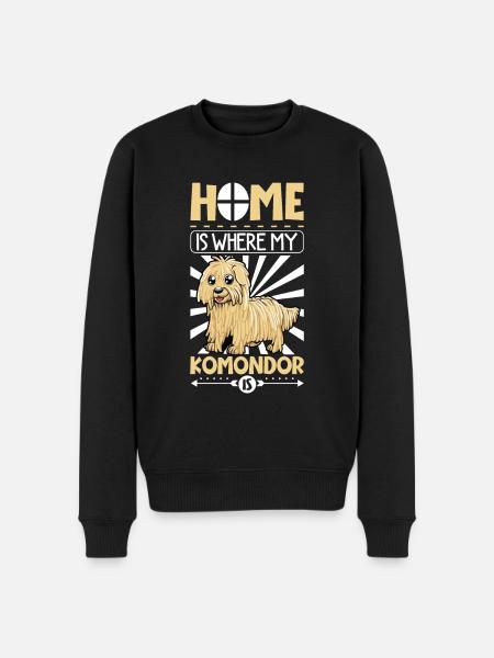 Zuhause - Komondor - Männer Premium Bio Pullover - Schwarz