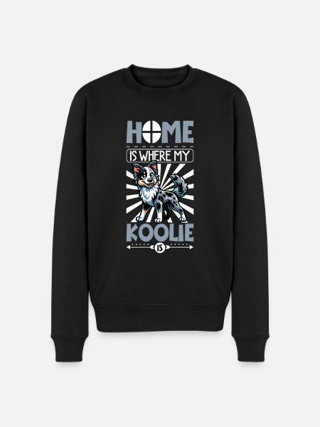 Zuhause - Koolie - Männer Premium Bio Pullover - Schwarz