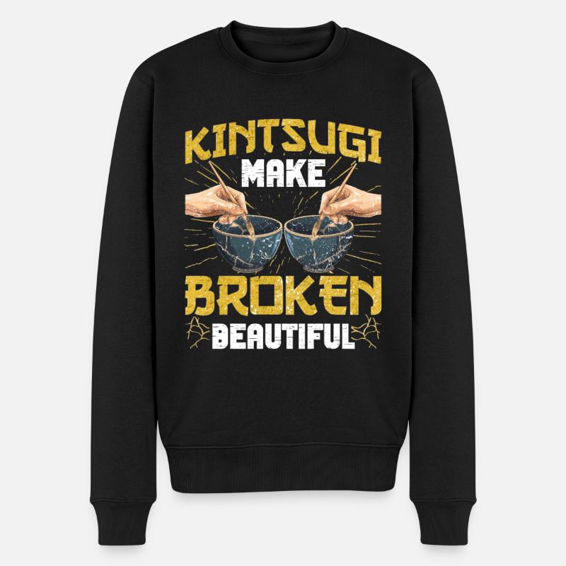 Kintsugi Kintsukuroi Japon imparfait - Pull Premium bio Homme - noir