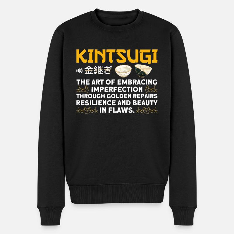 Kintsugi Kintsukuroi Japon imparfait - Pull Premium bio Homme - noir