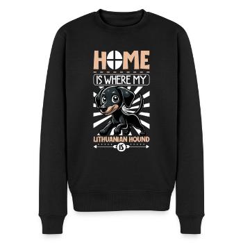 Zuhause - Litauische Bracke - Männer Premium Bio Pullover - Schwarz - Vorne - Nico (187cm)