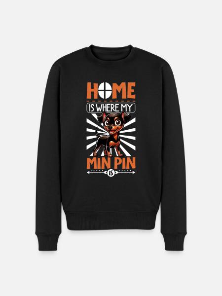Zuhause - Zwergpinscher - Männer Premium Bio Pullover - Schwarz