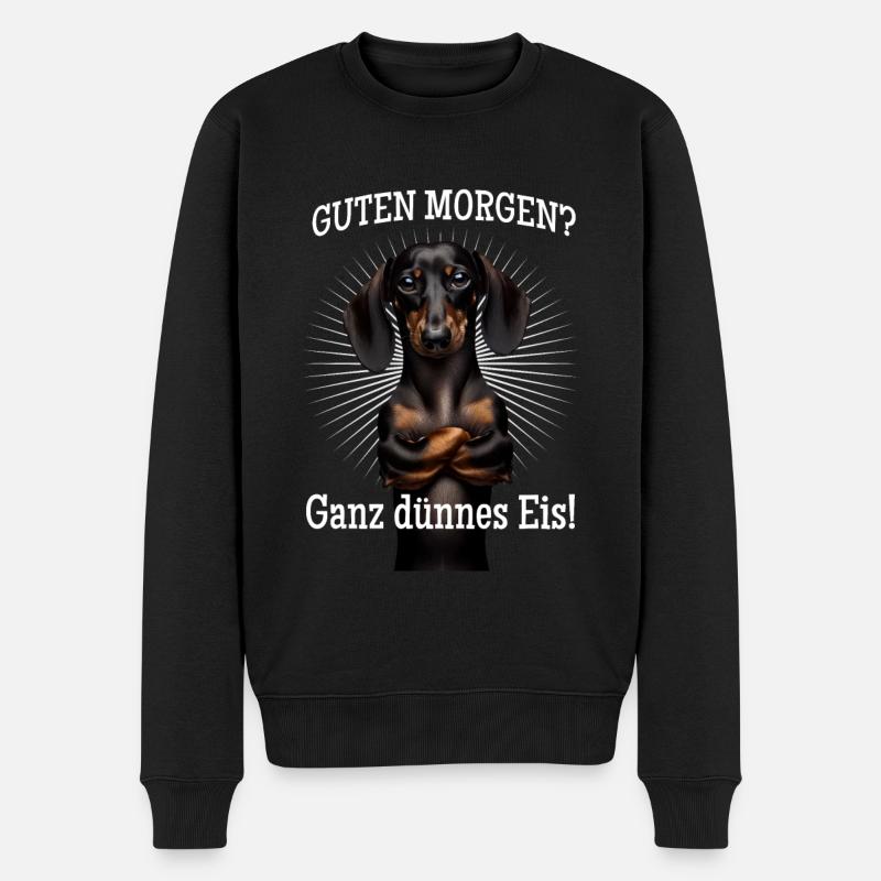 Guten Morgen? Ganz dünnes Eis! - Dackel - Männer Premium Bio Pullover - Schwarz