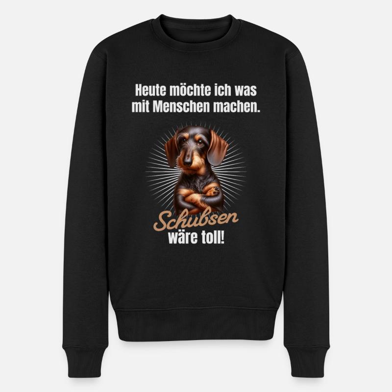 Was mit Menschen machen, schubsen wäre toll - Männer Premium Bio Pullover - Schwarz