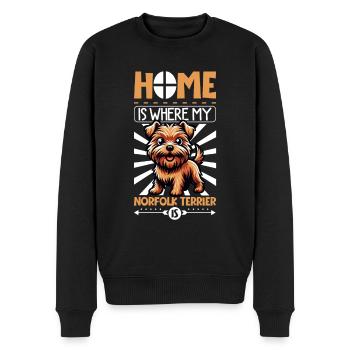 Zuhause - Norfolk Terrier - Männer Premium Bio Pullover - Schwarz - Vorne - Nico (187cm)