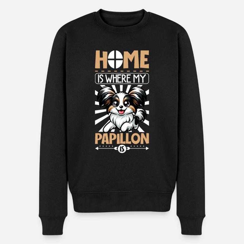 Home - Continental Miniature Spaniel - Men's Premium Organic Jumper - black