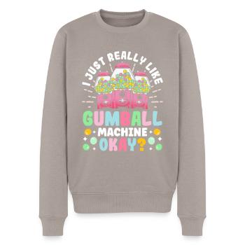 Machine à chewing-gum drôle - Pull Premium bio Homme - taupe - Devant - Nico (187cm)