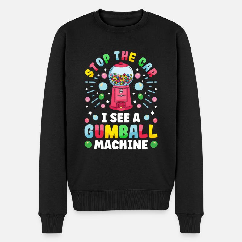 Lustiger Kaugummiautomat - Männer Premium Bio Pullover - Schwarz