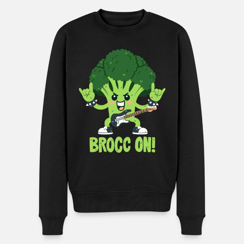 Brokkoli-Wortwitz - Rock On! - Männer Premium Bio Pullover - Schwarz