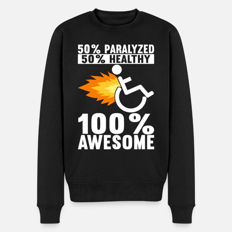 Rollstuhlfahrer Rollstuhl - Männer Premium Bio Pullover - Schwarz