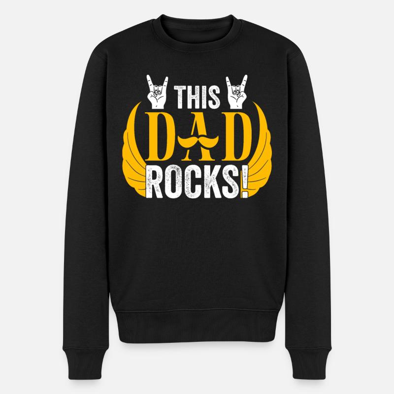 THIS DAD ROCKS - Männer Premium Bio Pullover - Schwarz