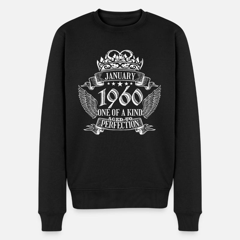 One of a Kind Januar 1960 Geburtstag - Männer Premium Bio Pullover - Schwarz