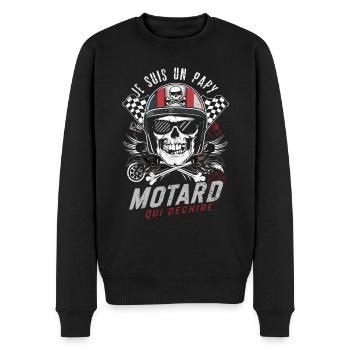 Cadeau Papy motard qui déchire tête de mort moto - Pull Premium bio Homme - noir - Devant - Nico (187cm)