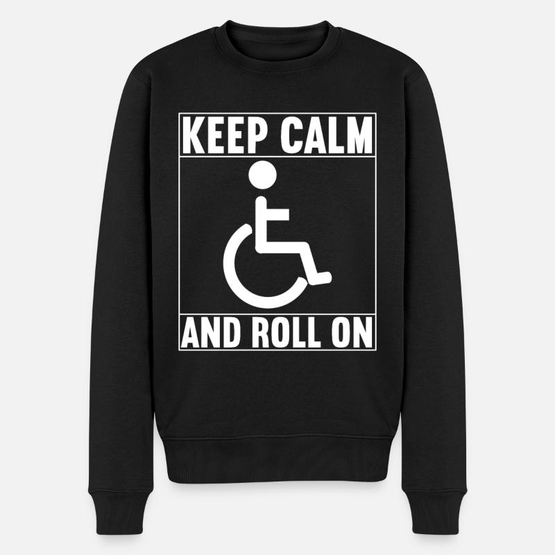 Rollstuhlfahrer Rollstuhl - Männer Premium Bio Pullover - Schwarz