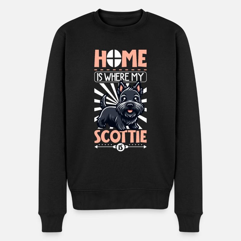 Zuhause - Scottish Terrier - Männer Premium Bio Pullover - Schwarz