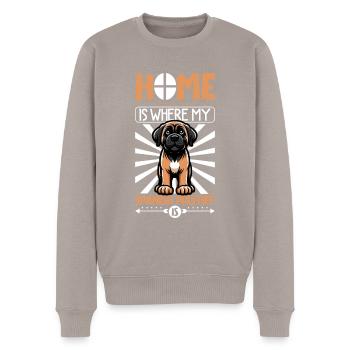 Zuhause - Mastín Español - Männer Premium Bio Pullover - Taupe - Vorne - Nico (187cm)