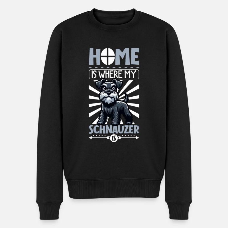 Zuhause - Schnauzer - Männer Premium Bio Pullover - Schwarz