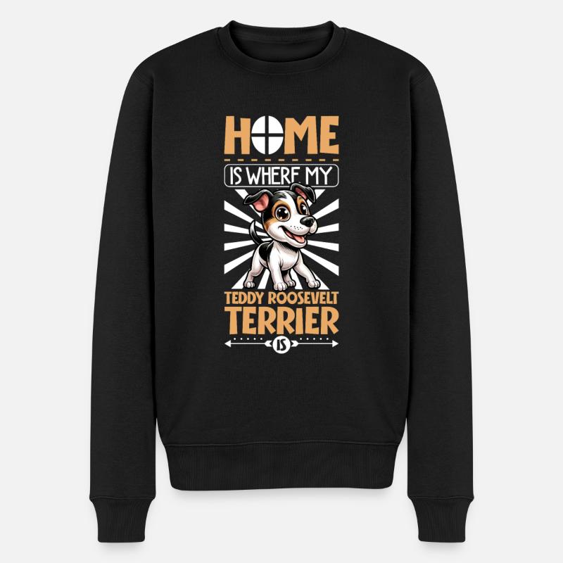 Zuhause - Teddy Roosevelt Terrier - Männer Premium Bio Pullover - Schwarz