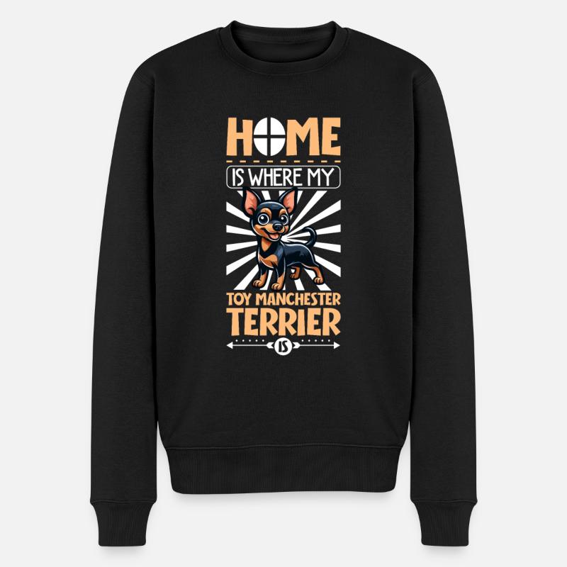 Zuhause - Manchester Terrier - Männer Premium Bio Pullover - Schwarz