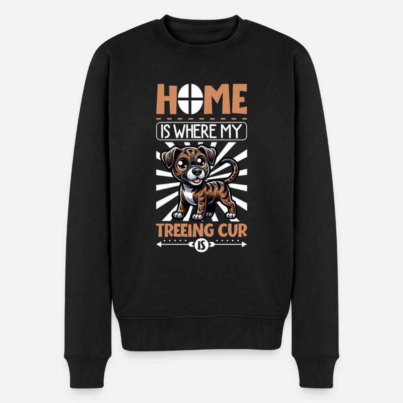 Zuhause - Treeing Cur - Männer Premium Bio Pullover - Schwarz