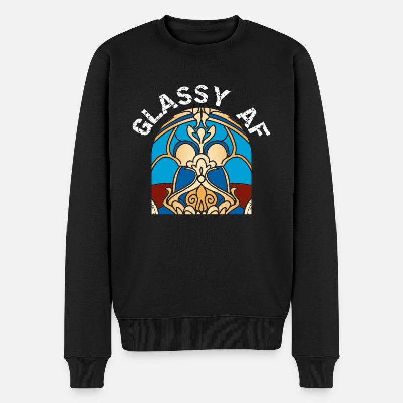 Lustiger Buntglas-künstler - Männer Premium Bio Pullover - Schwarz