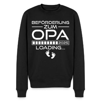 Beförderung zum Opa 2025 loading - Männer Premium Bio Pullover - Schwarz - Vorne - Nico (187cm)