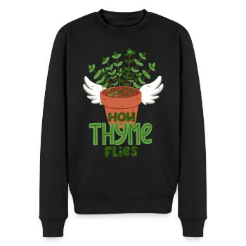 Thymian Wortwitz - Männer Premium Bio Pullover - Schwarz - Vorne - Nico (187cm)