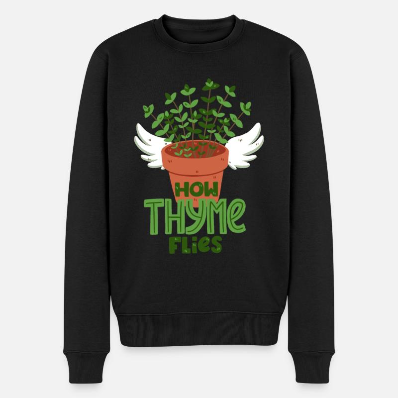 Thymian Wortwitz - Männer Premium Bio Pullover - Schwarz