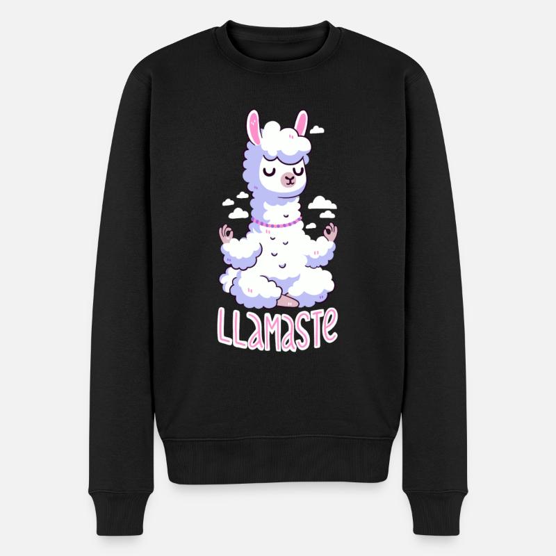 Lama meditiert - Namaste! - Männer Premium Bio Pullover - Schwarz