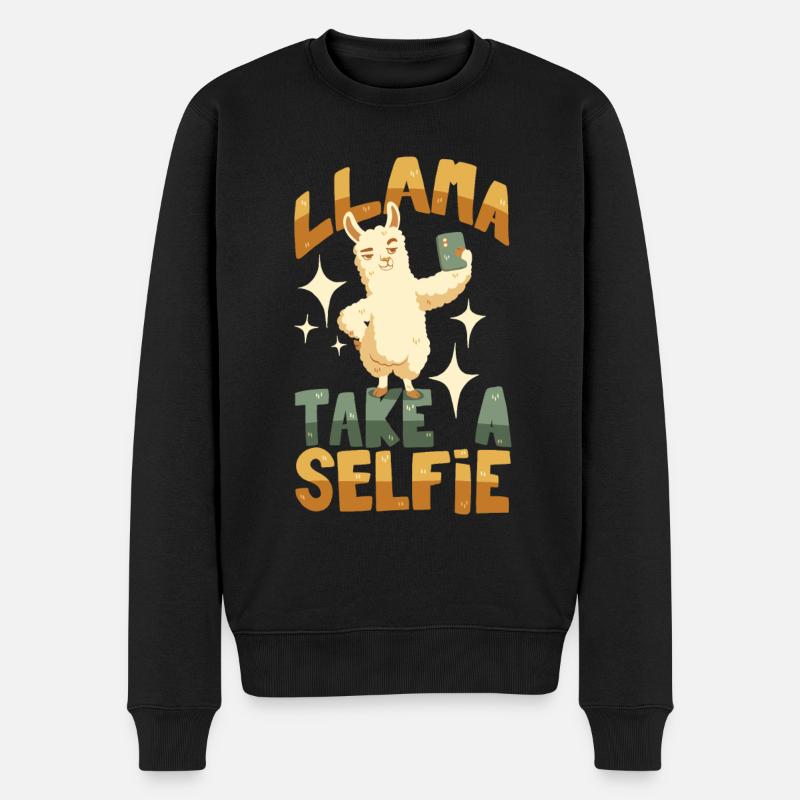 Lama prend un selfie - Pull Premium bio Homme - noir