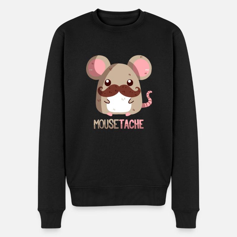 Souris avec une moustache - Pull Premium bio Homme - noir