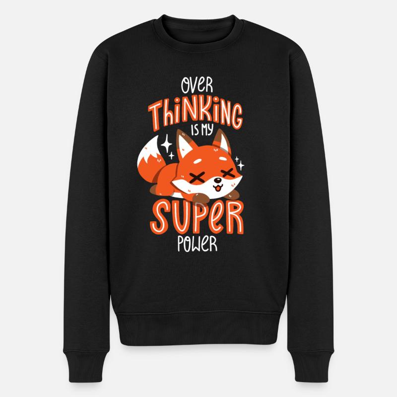 Overthinking ist meine Superkraft - Männer Premium Bio Pullover - Schwarz