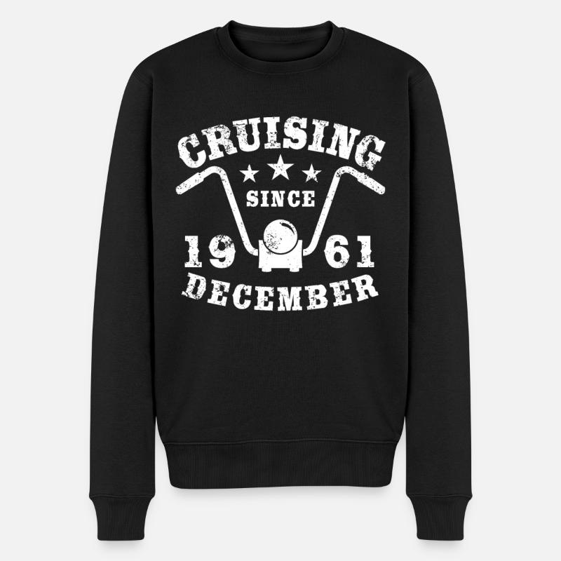 Cruising Biker Geburtstag Dezember 1961 Motorrad - Männer Premium Bio Pullover - Schwarz