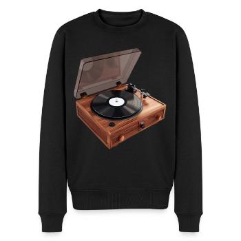 Klassiker auf Platte: Eine zweidimensionale Illust - Männer Premium Bio Pullover - Schwarz - Vorne - Nico (187cm)