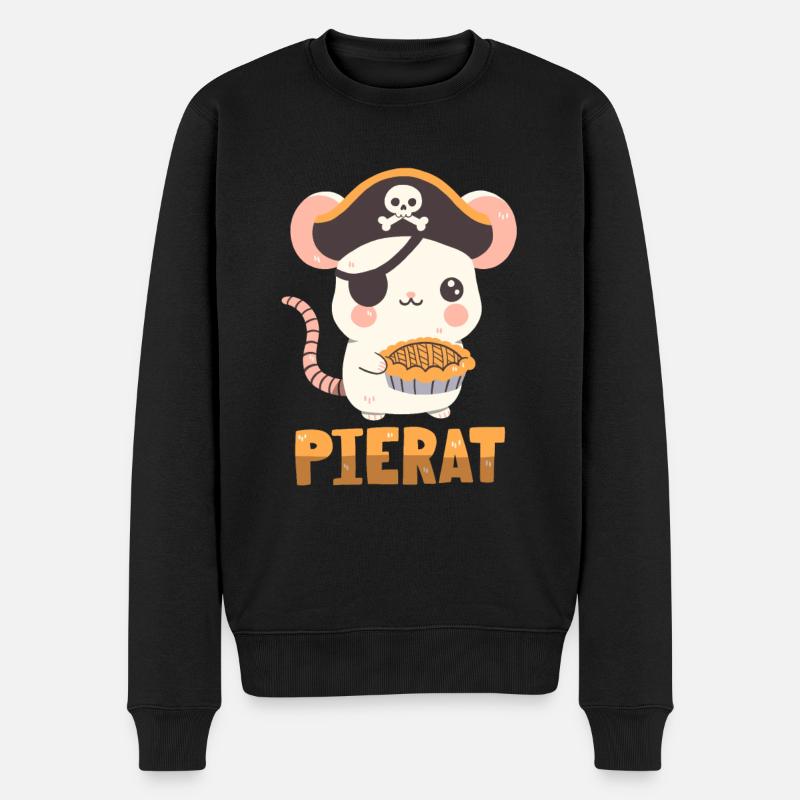 Rat pirate avec gâteau - Pull Premium bio Homme - noir