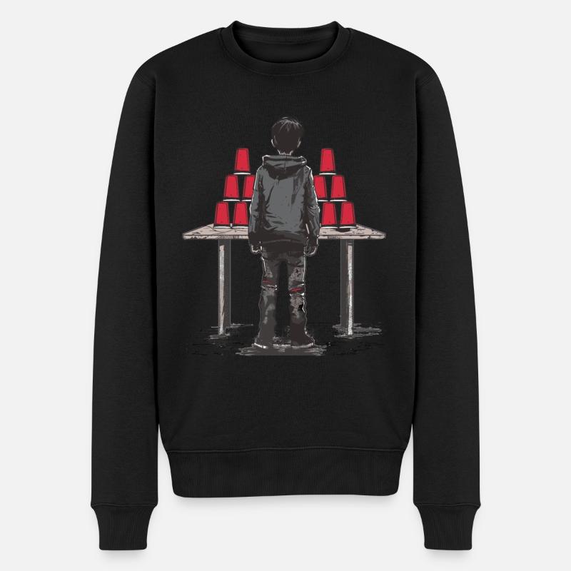 Stapeln Von Bechern Speed Stacker - Männer Premium Bio Pullover - Schwarz