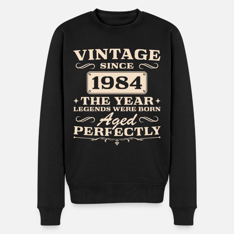 Jahrgang 1984 Geburtsjahr Vintage Geburtstag - Männer Premium Bio Pullover - Schwarz