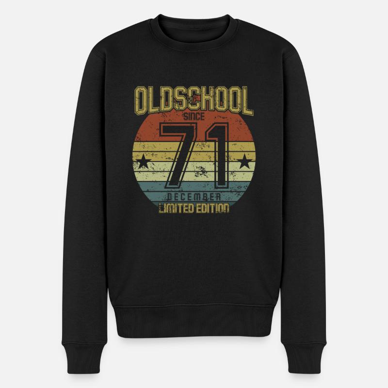 December 1971 - Geburtstag im Dezember Oldschool - Männer Premium Bio Pullover - Schwarz