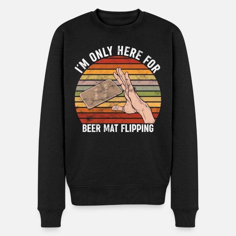 Bierdeckel Umdrehen Spiel - Männer Premium Bio Pullover - Schwarz