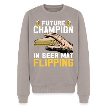 Sous-verres Flip Game bière - Pull Premium bio Homme - taupe - Devant - Nico (187cm)