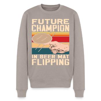 Sous-verres Flip Game bière - Pull Premium bio Homme - taupe - Devant - Nico (187cm)